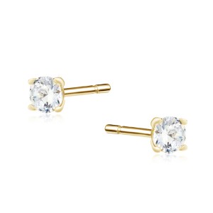 Cercei argint placati cu aur galben cu pietre 3mm DiAmanti 2CO3EG_W-DIA (Argint 925‰ 0,45 g.)
